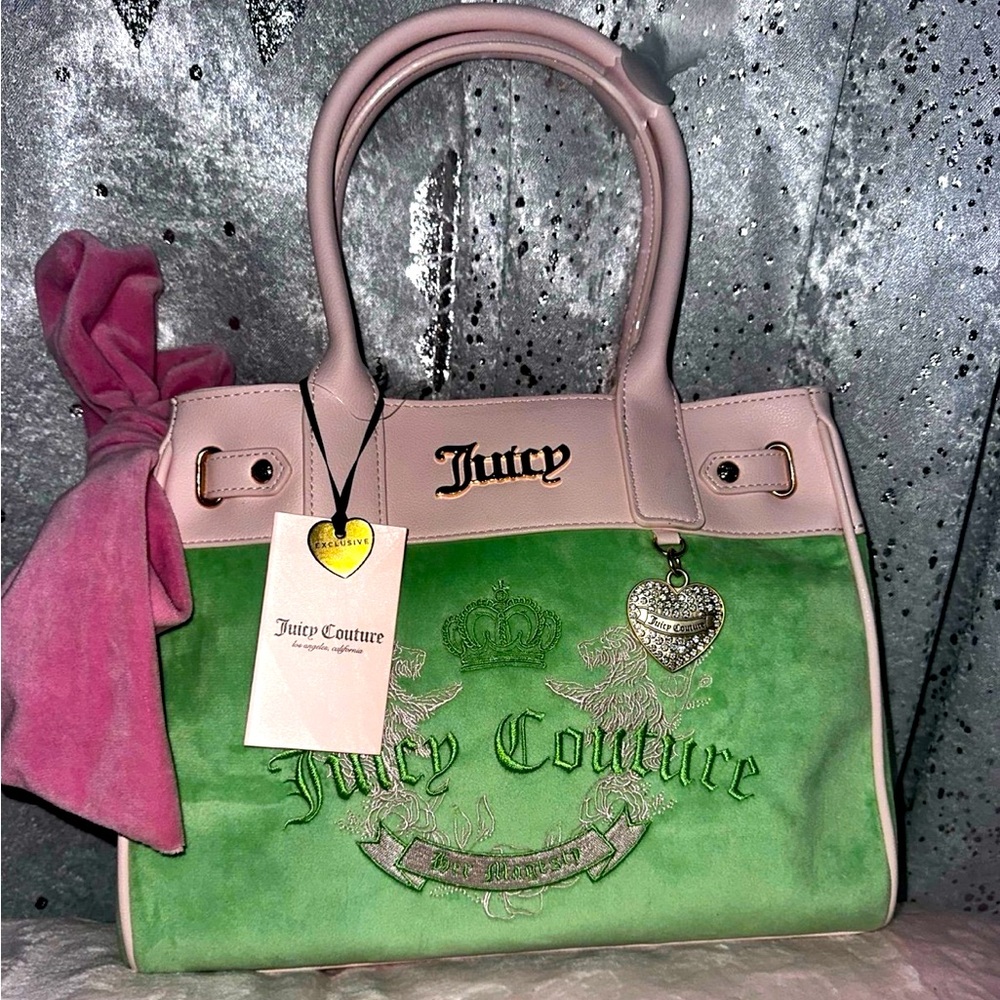 Juicy Couture green heritage Scottie dog tote bag